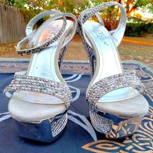 Pleaser Silver Rhinestone Sandals